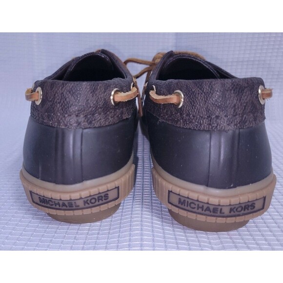 Michael Kors Hyde Signature Brown MK Logo Duck Boot Rainboots Women's size 7 - Picture 7 of 11